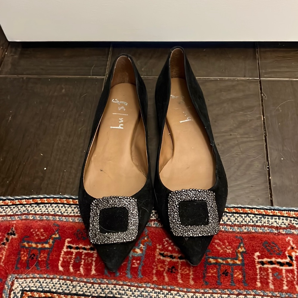 Black suede flats from FSNY